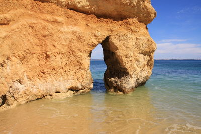 A large crack in the rock in the algarve