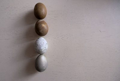 High angle view of stones on table