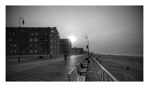 View of boardwalk on shore