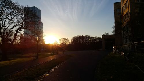 View of city at sunset