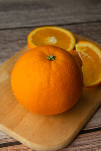 Close-up of orange on table