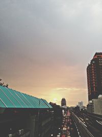 View of buildings against cloudy sky