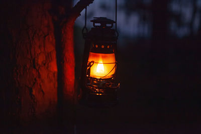 Close-up of illuminated lantern