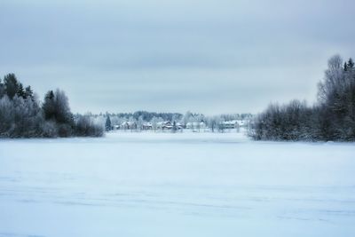 Scenic view of snow covered landscape