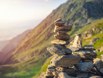 Stack of stones on rock