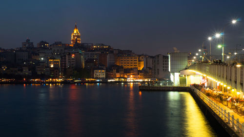 Illuminated buildings in city at night