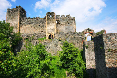 Plants growing at soimos fortress against sky