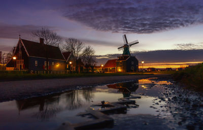 View of townscape at dusk