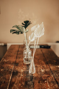 Close-up of glass vase on table