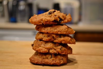 Close-up of cookies on table