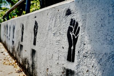 Close-up of graffiti on wall