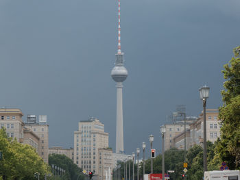 Berlin fernsehturm, television tower in alexanderplatz, viewed from karl -marx-strasse