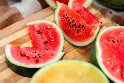 Close-up of strawberries on table