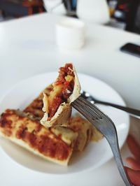 Close-up of dessert in plate on table