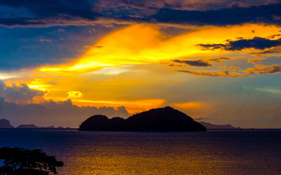 Scenic view of sea against sky during sunset