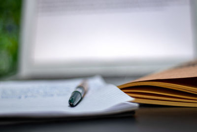 Close-up of books on table