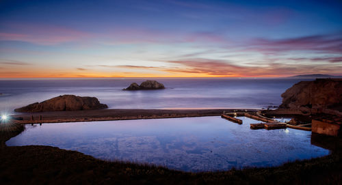 Scenic view of sea against sky during sunset