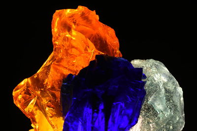 Close-up of leaf against black background