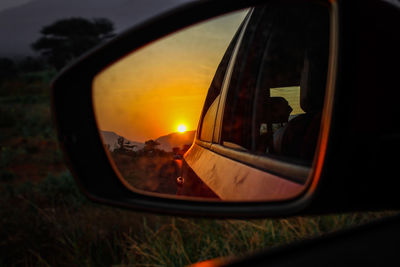 Close-up of side-view mirror