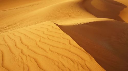 Ripples in sand dunes in desert