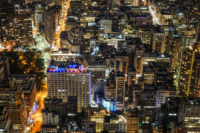 Illuminated cityscape at night