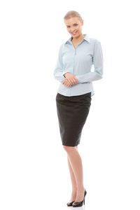 Portrait of a smiling young woman against white background