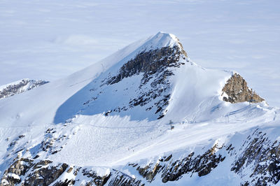Alpine ski piste and slopes in the alps