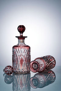 Close-up of chess pieces against white background