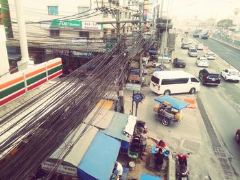 High angle view of traffic on city street