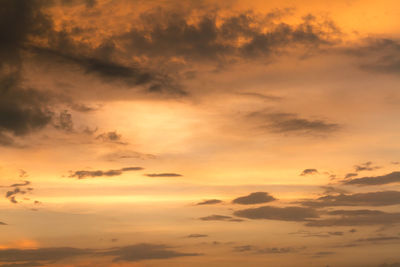 Low angle view of cloudy sky during sunset