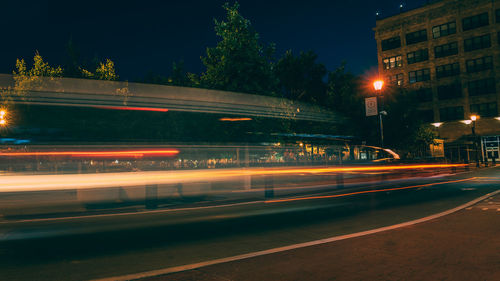 Light trails on street at night