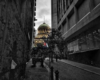 City street along buildings