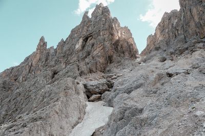 Low angle view of mountains against sky