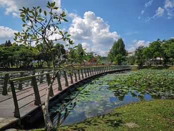 Bridge over river against sky