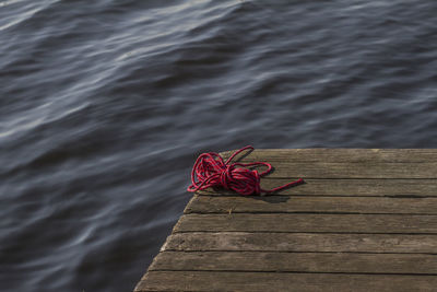 High angle view of pier over lake