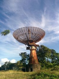 Radio telescope on field