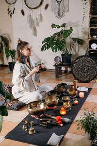 Female friends having food at home