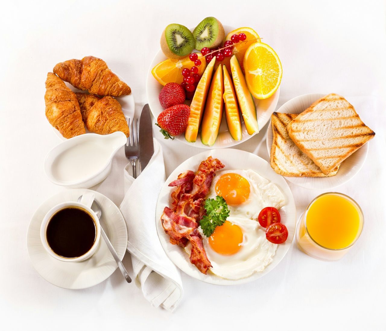 food and drink, food, freshness, indoors, plate, still life, ready-to-eat, healthy eating, studio shot, directly above, white background, table, breakfast, high angle view, serving size, meal, indulgence, bowl, refreshment, fruit