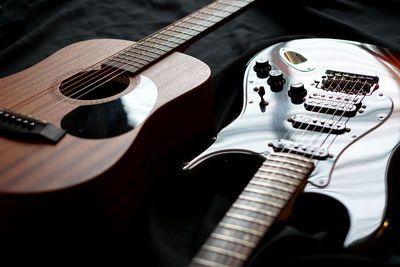 High angle view of guitar