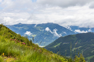 Scenic view of mountains against sky