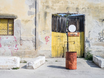 Closed door of old building