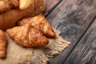 High angle view of bread on table