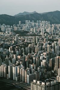 Modern cityscape against clear sky