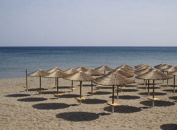 Scenic view of beach against clear sky