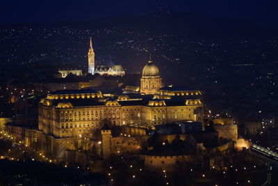 Illuminated cityscape at night