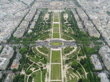 High angle view of buildings in city