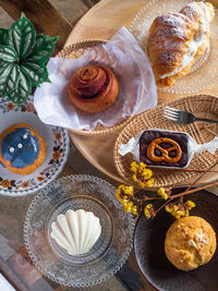 High angle view of food on table