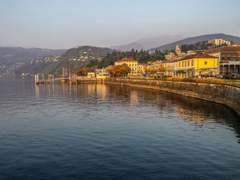 Foliage in an autumn day in luino on the lake maggiore