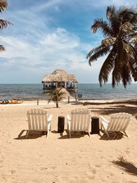 Deck chairs on the beach 