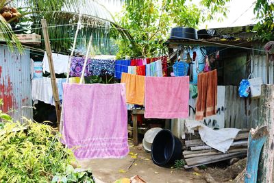 Clothes drying on clothesline